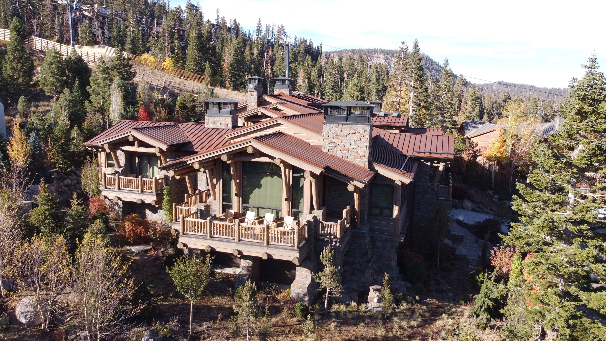 Elevated View of a Luxury Mountain Home in Mammoth Lakes, CA
