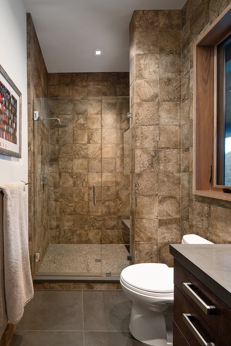 Modern Attached Bathroom in Bunk Room in Mountain Home in Mammoth Lakes, CA