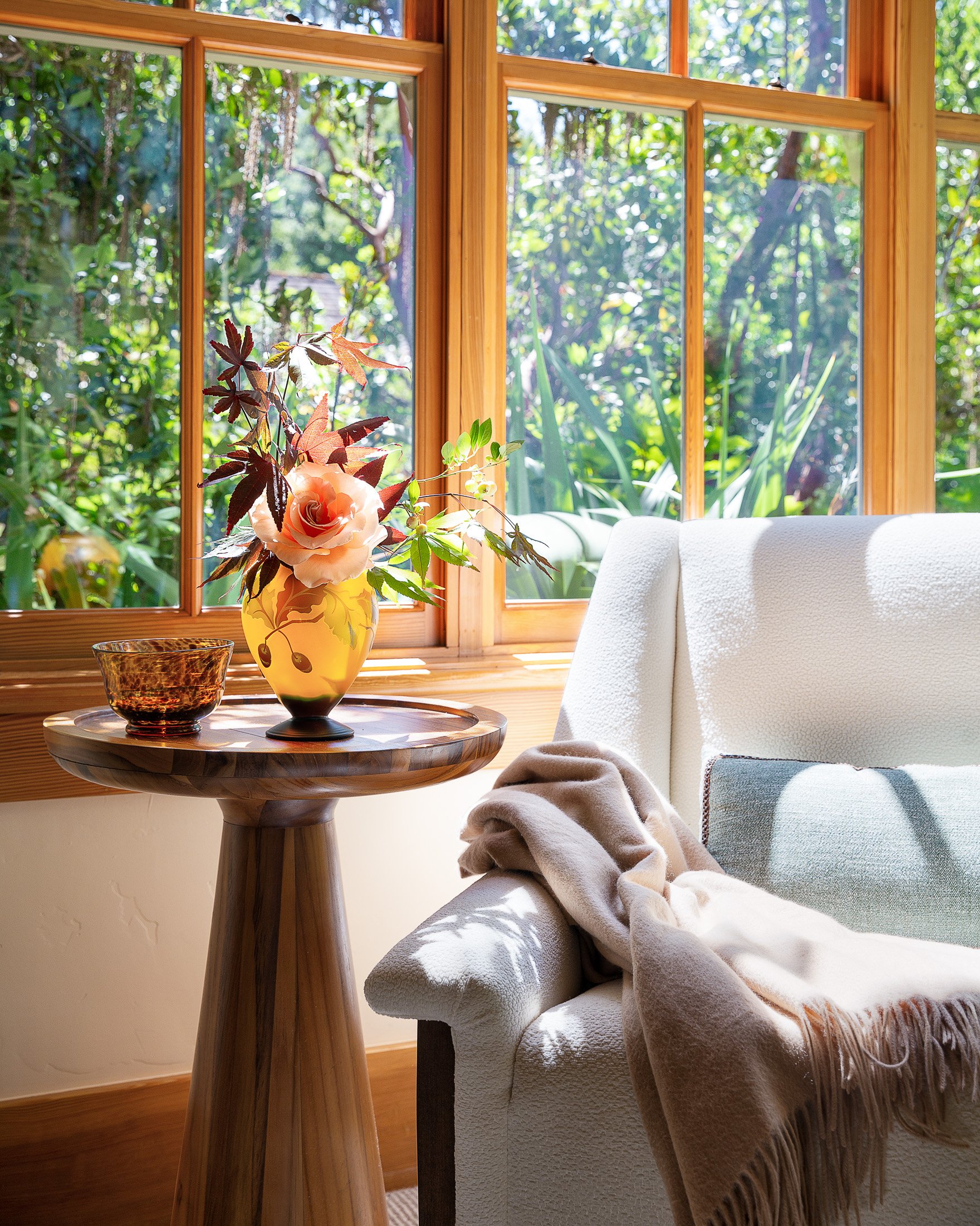 Cozy Corner with Decorative Vase and Comfortable Chair in Woodside, CA