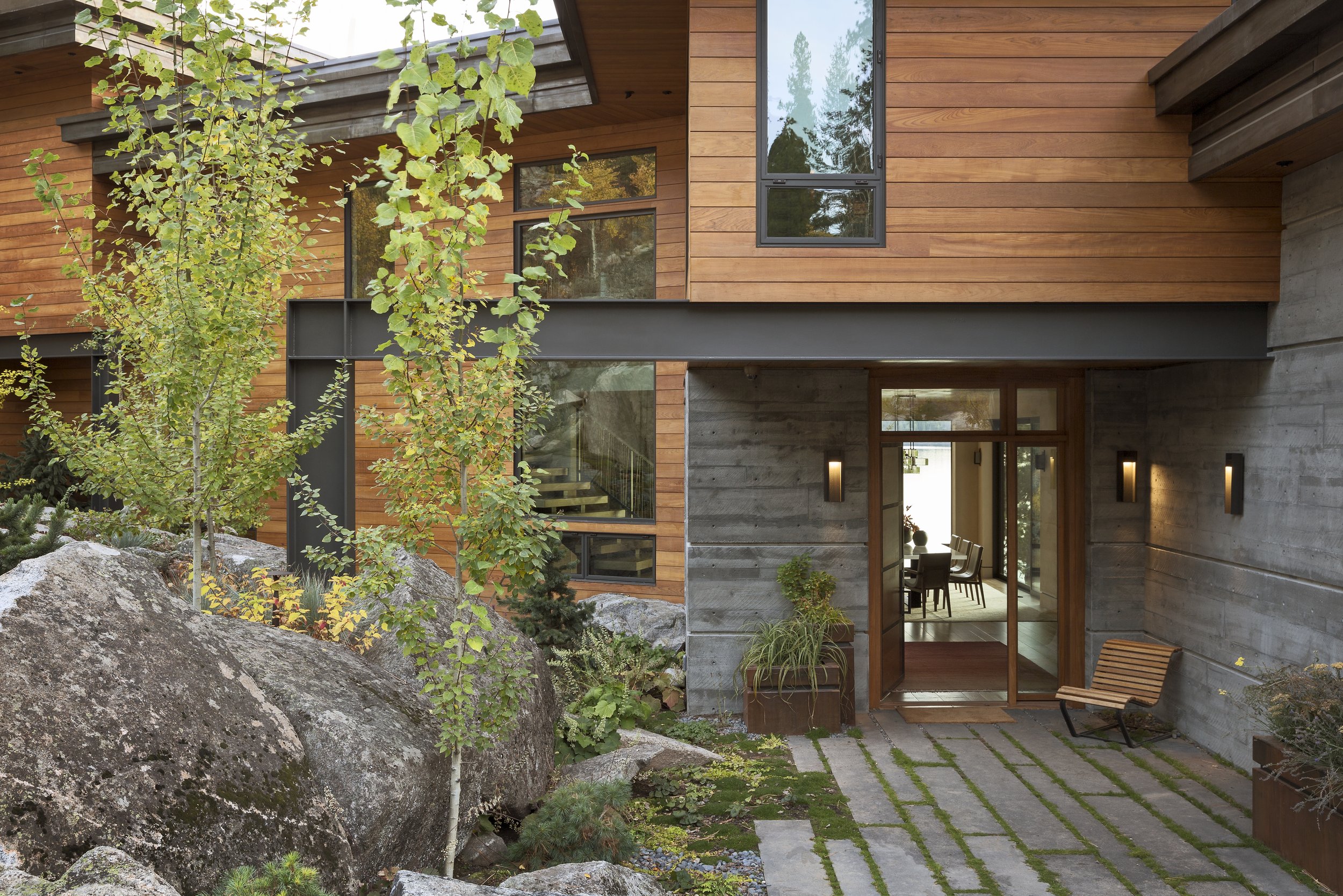 Modern Cabin Entrance in McCall, Idaho