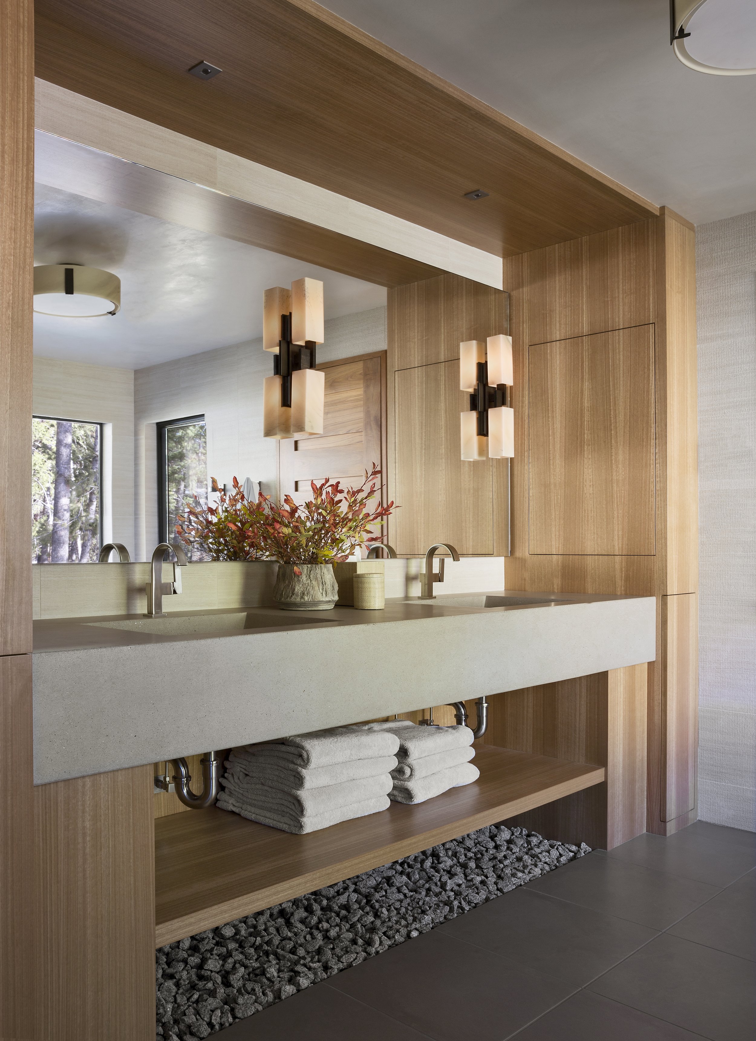 Modern Bathroom with Floating Vanity and Contemporary Lighting in Idaho Home