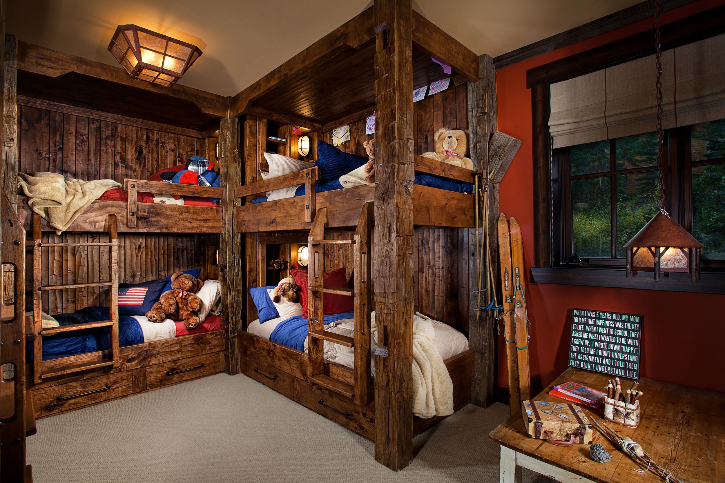 Cozy Kids' Room with Rustic Bunk Beds and Wooden Decor in Mammoth Lakes, CA