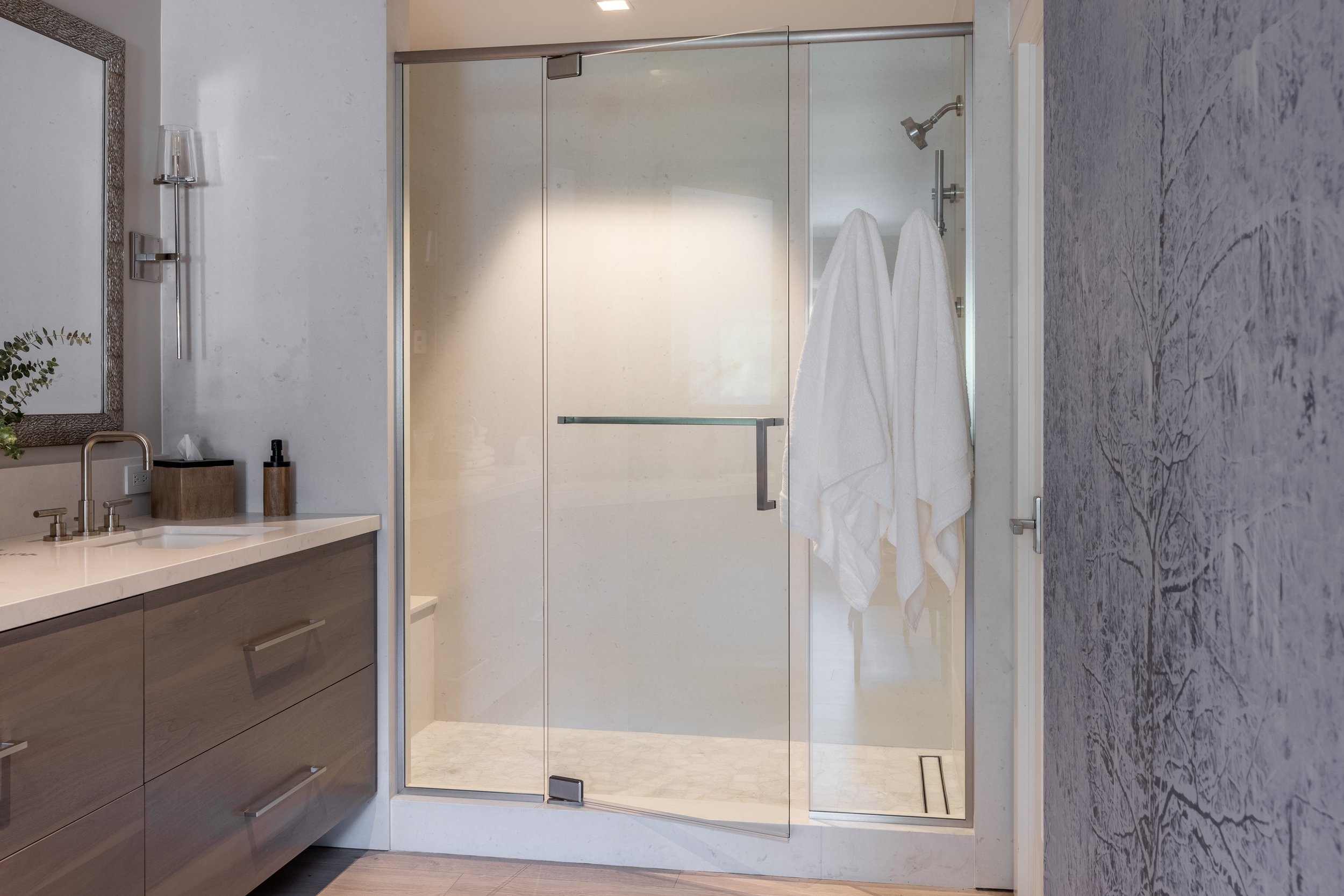 Juniper Crest Master Bathroom Remodel - Glass-Enclosed Shower and Double Vanity