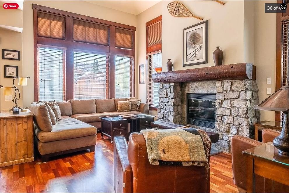 Juniper Crest Remodel - Before Living Room with Stone Fireplace