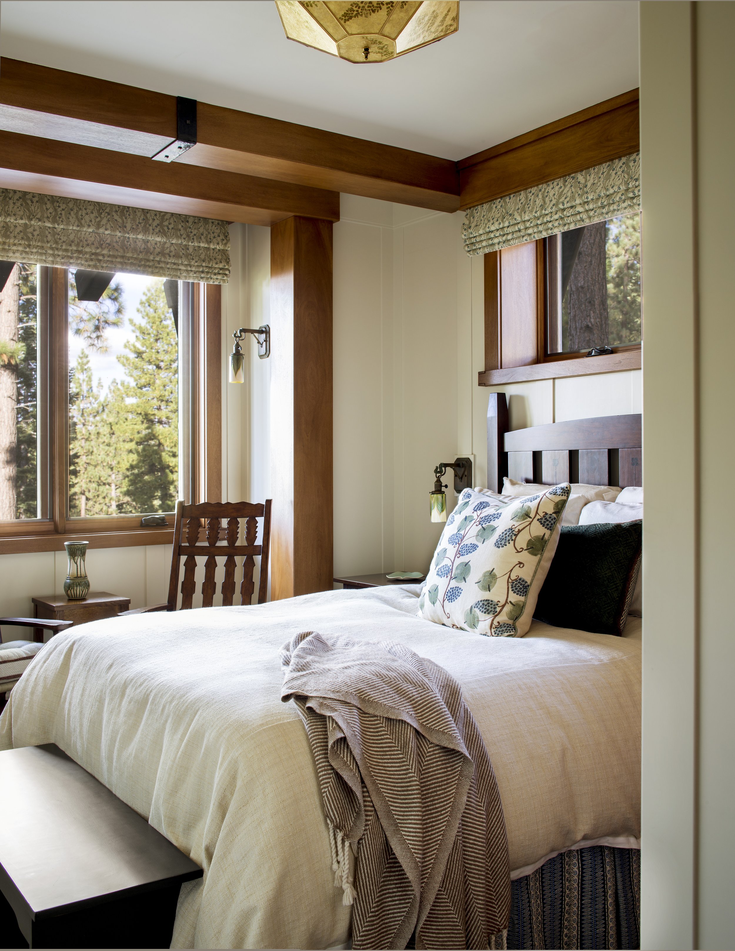 Tahoe Martis Camp, CA Caretaker Bedroom - Craftsman Greene and Greene Inspired Design