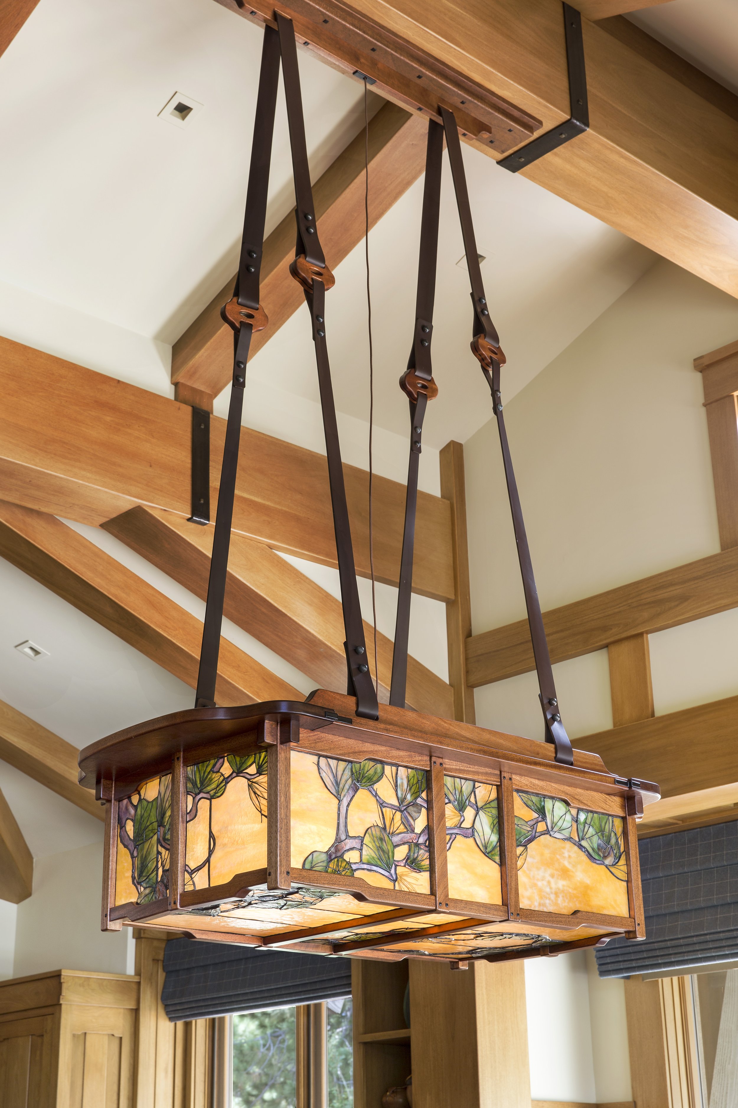 Tahoe Martis Camp, CA Dining Room Chandelier Detail - Craftsman Greene and Greene Style