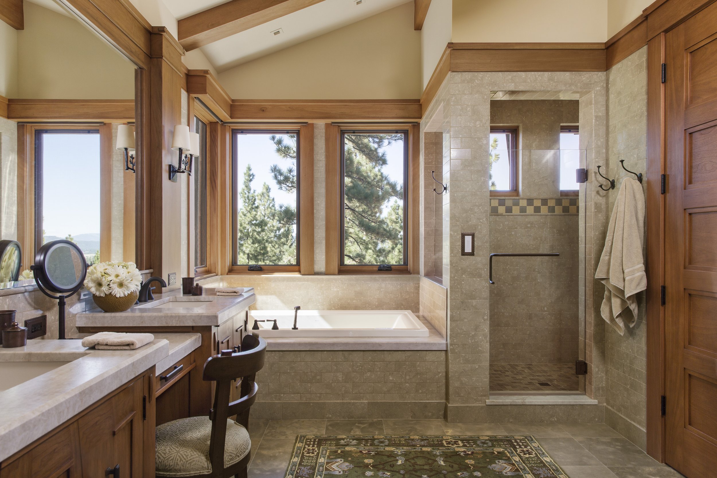 Tahoe Martis Camp, CA Master Bathroom - Craftsman Greene and Greene Style