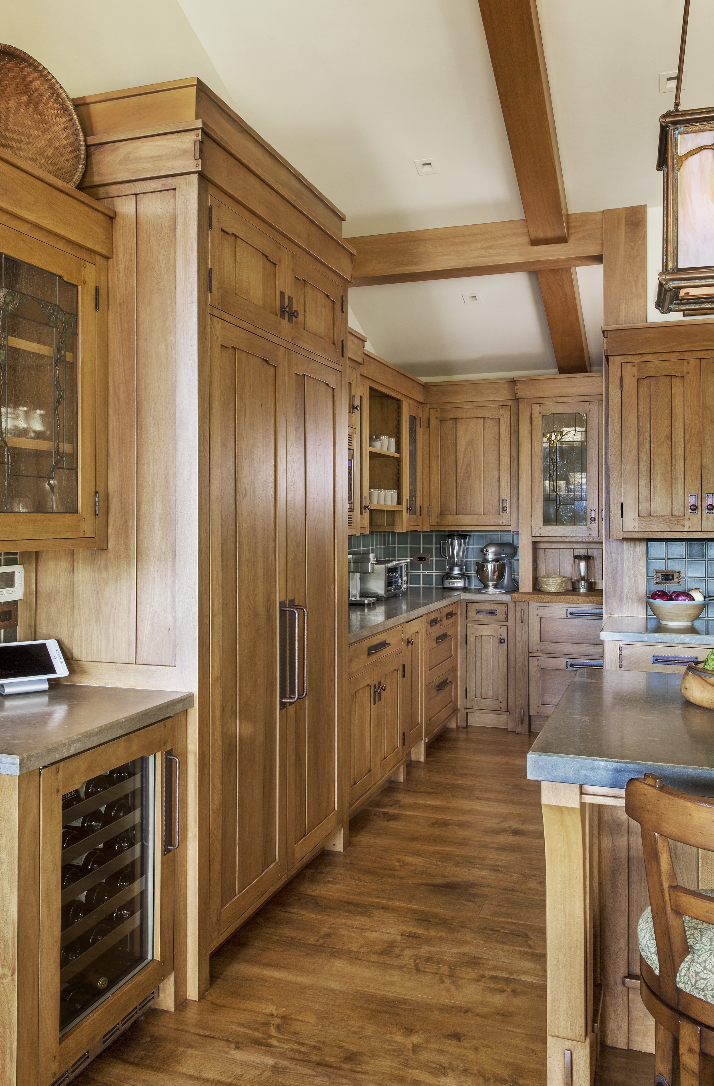 Tahoe Martis Camp, CA Kitchen with Farmhouse Sink and Wine Fridge