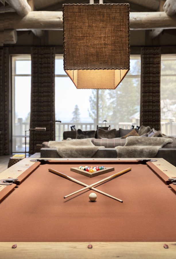 Billiard Room with Custom Lighting in Mammoth Lakes, CA Home