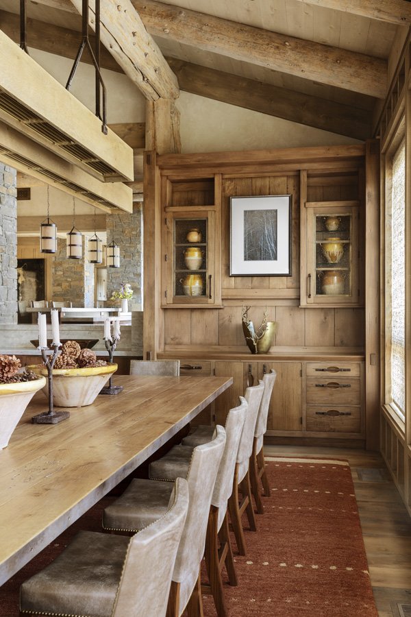 Sophisticated Rustic Dining Room Details in Mammoth Lakes, CA
