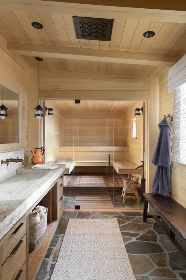 Rustic and Modern Custom Sauna Steam Room in Mammoth Lakes, CA