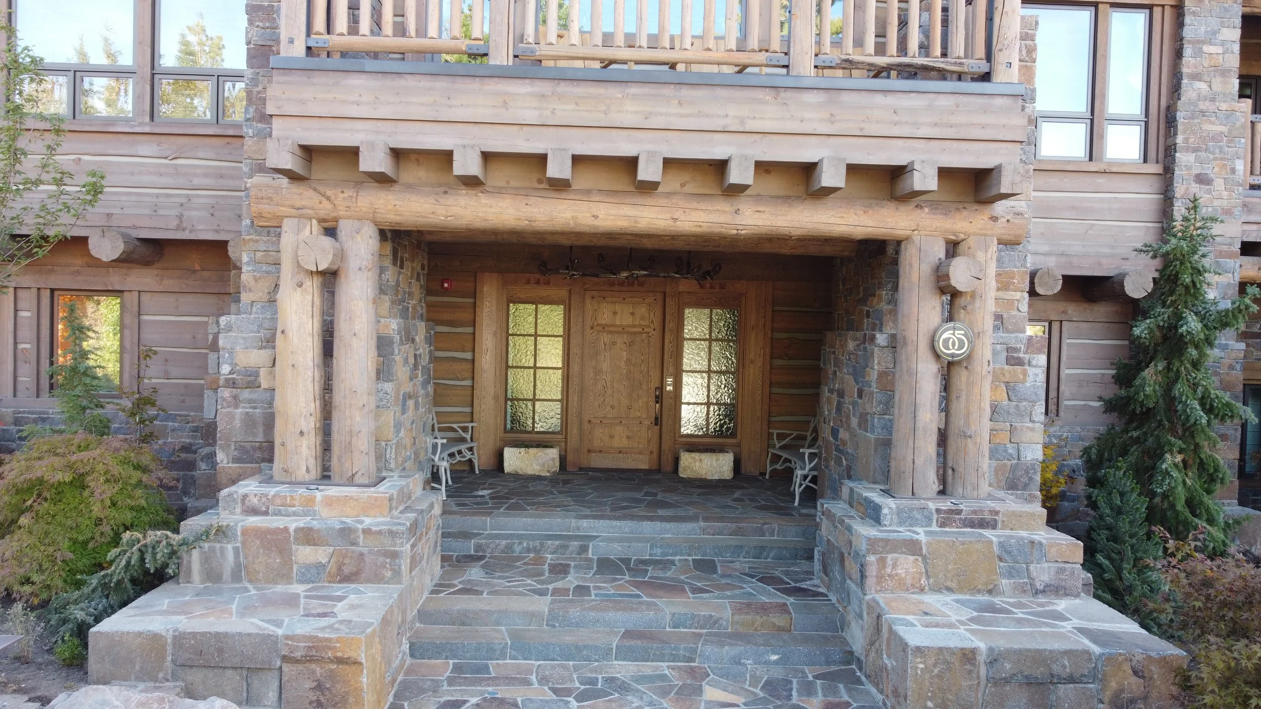 Entry of Ski in Ski Out Mountain Home in Fall in Mammoth Lakes, CA