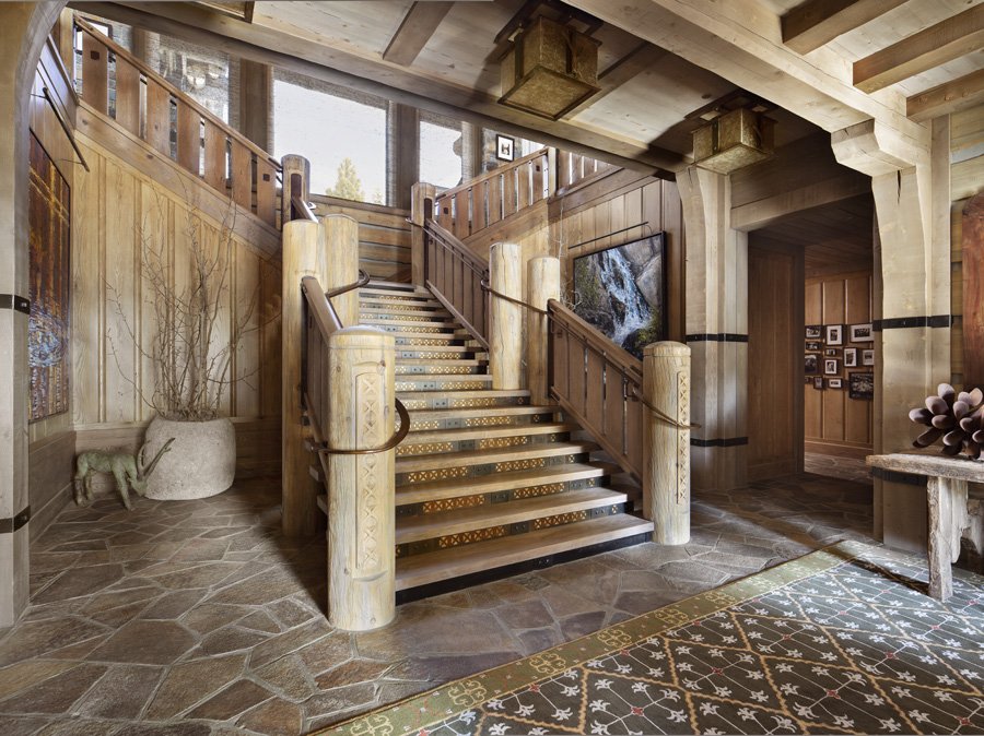 Stunning Rustic Staircase Design in Custom Mammoth Lakes, CA Build