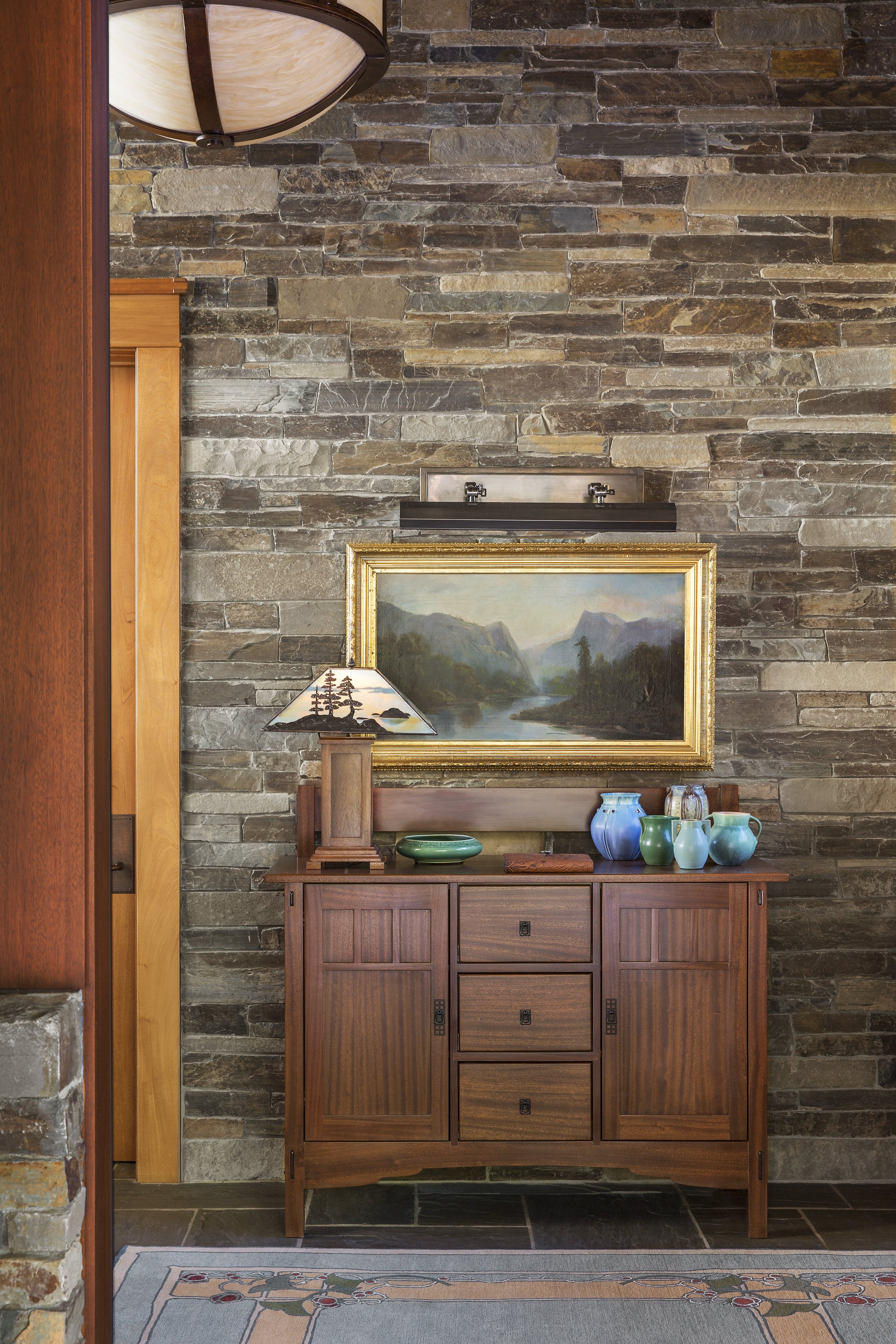Wooden Entryway Table in a Tahoe Martis Camp, CA Home