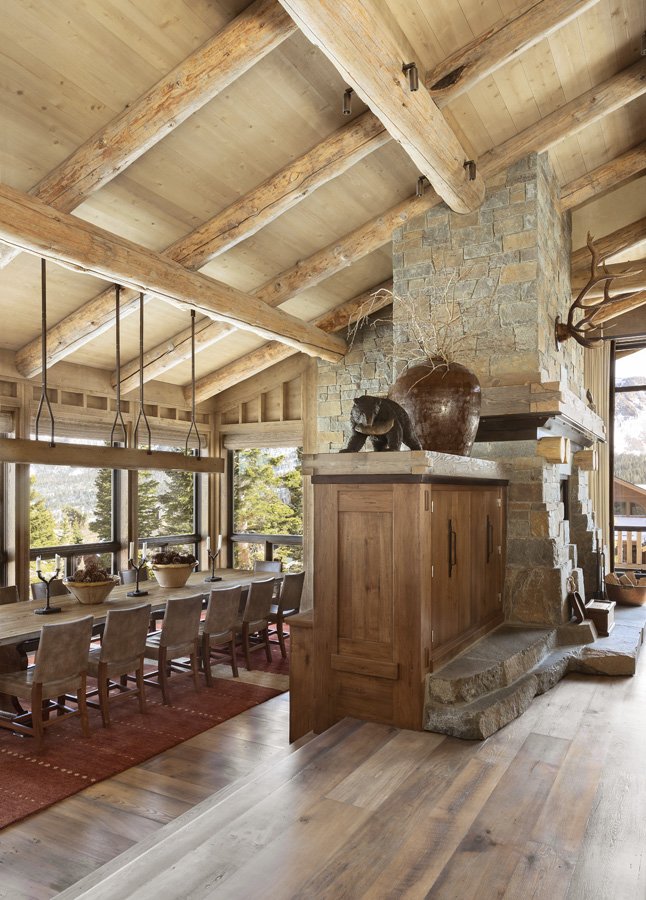 Rustic Dining Area with Mountain Views  in Mammoth Lakes, CA Custom Build