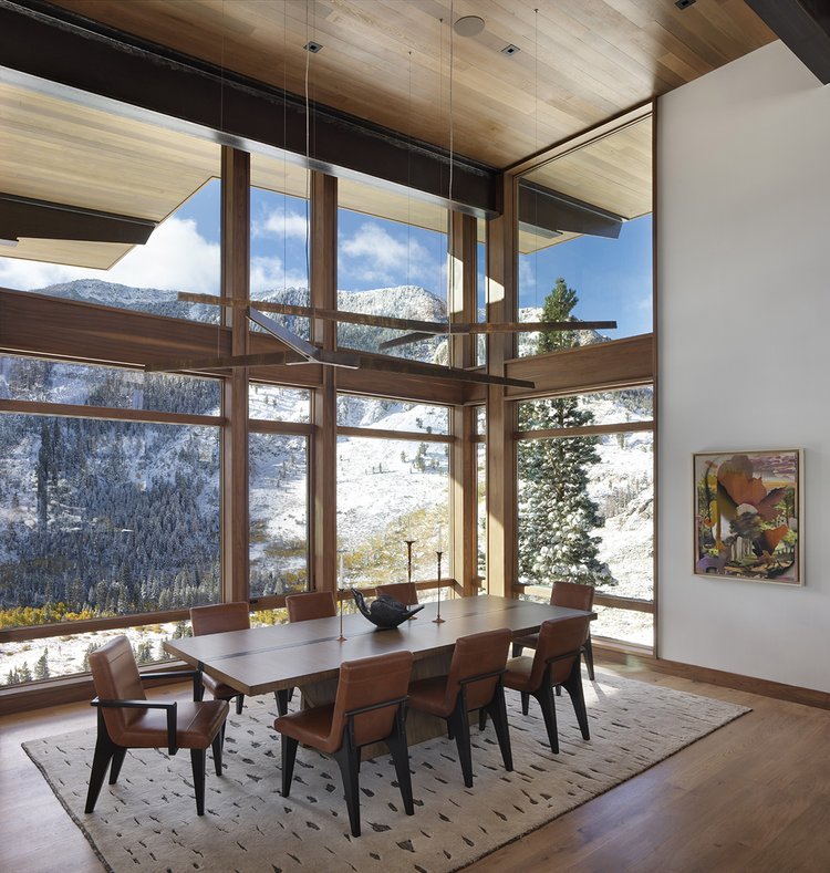 Modern Dining Room with Mountain Views in Mammoth Lakes, CA