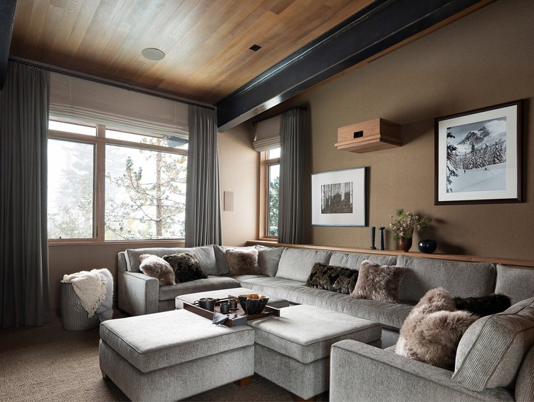 Media Room Sitting Area Mountain Rustic Cabin in Mammoth Lakes, CA