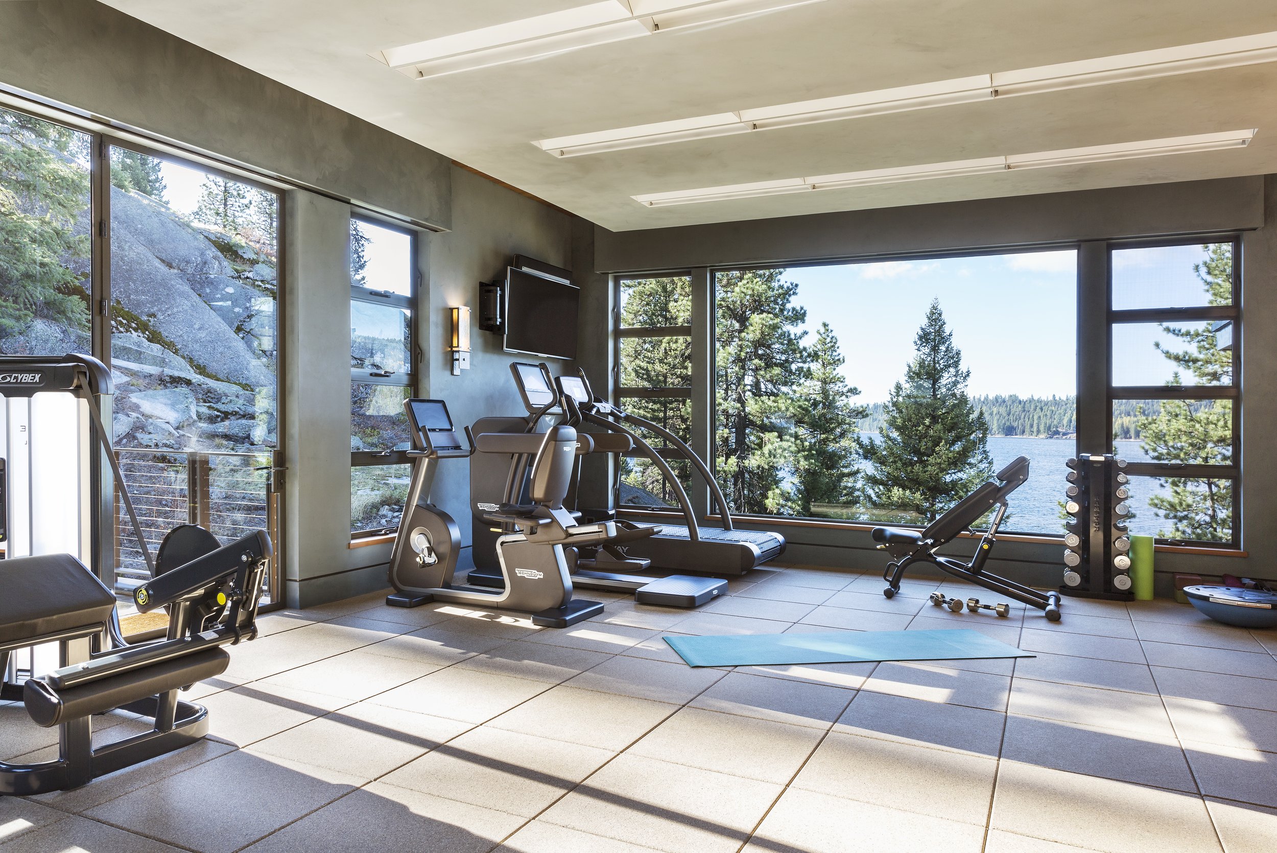 Custom Exercise Room over Lake in McCall, Idaho