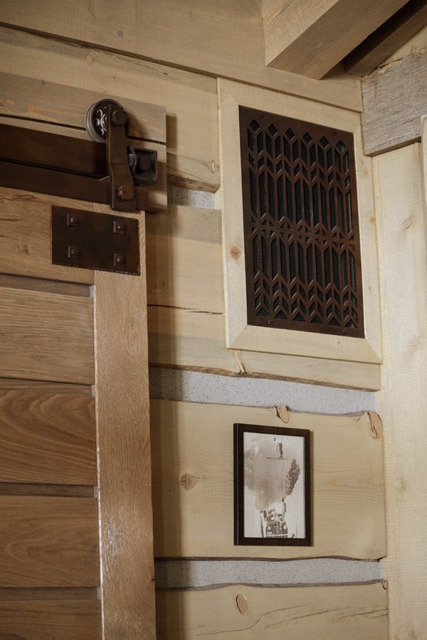 Detailed Metalwork on Sliding Rustic Barn Door in Mammoth Lakes, CA