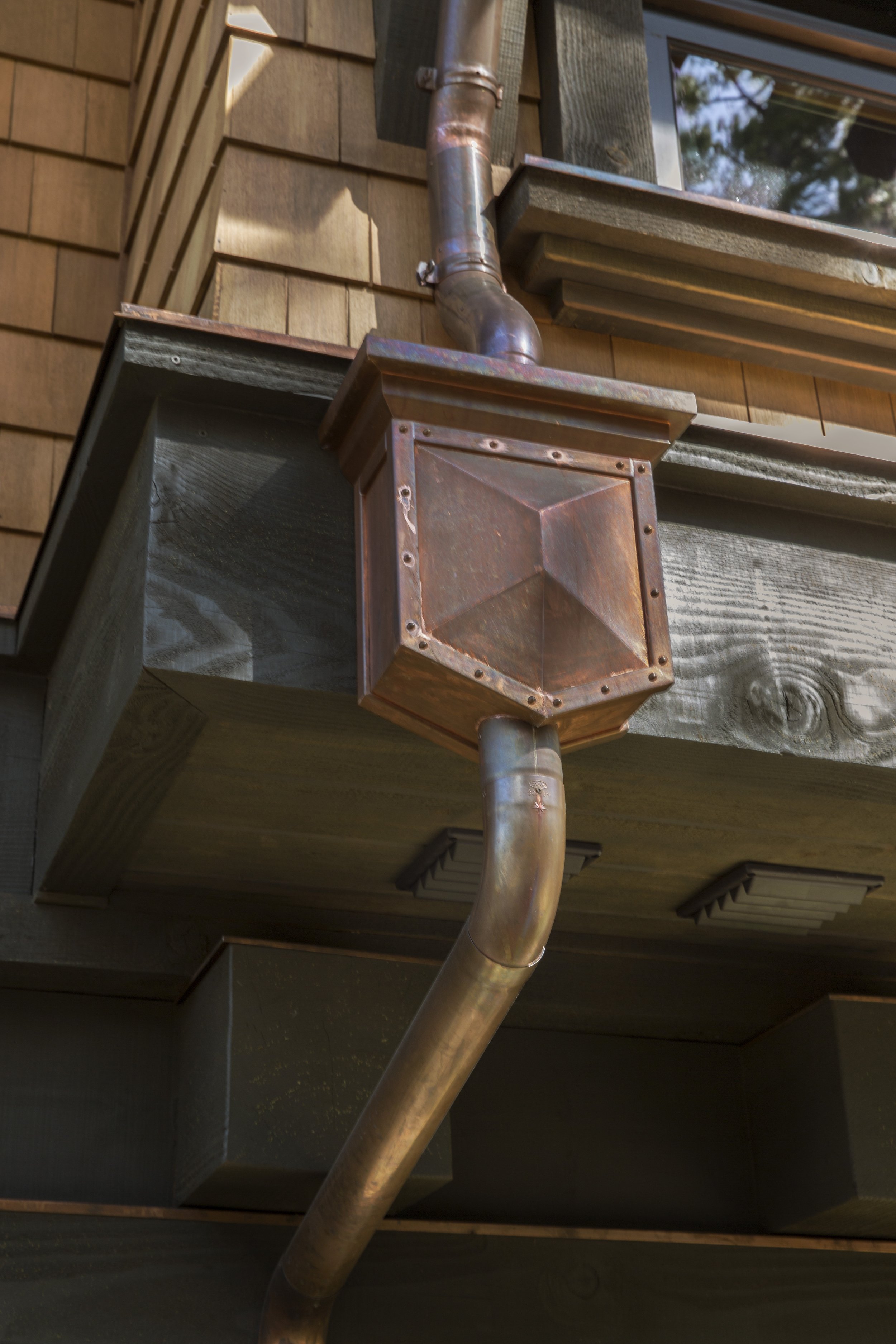 Martis Camp Tahoe, CA  Exterior Copper Gutter Box - Craftsman Style
