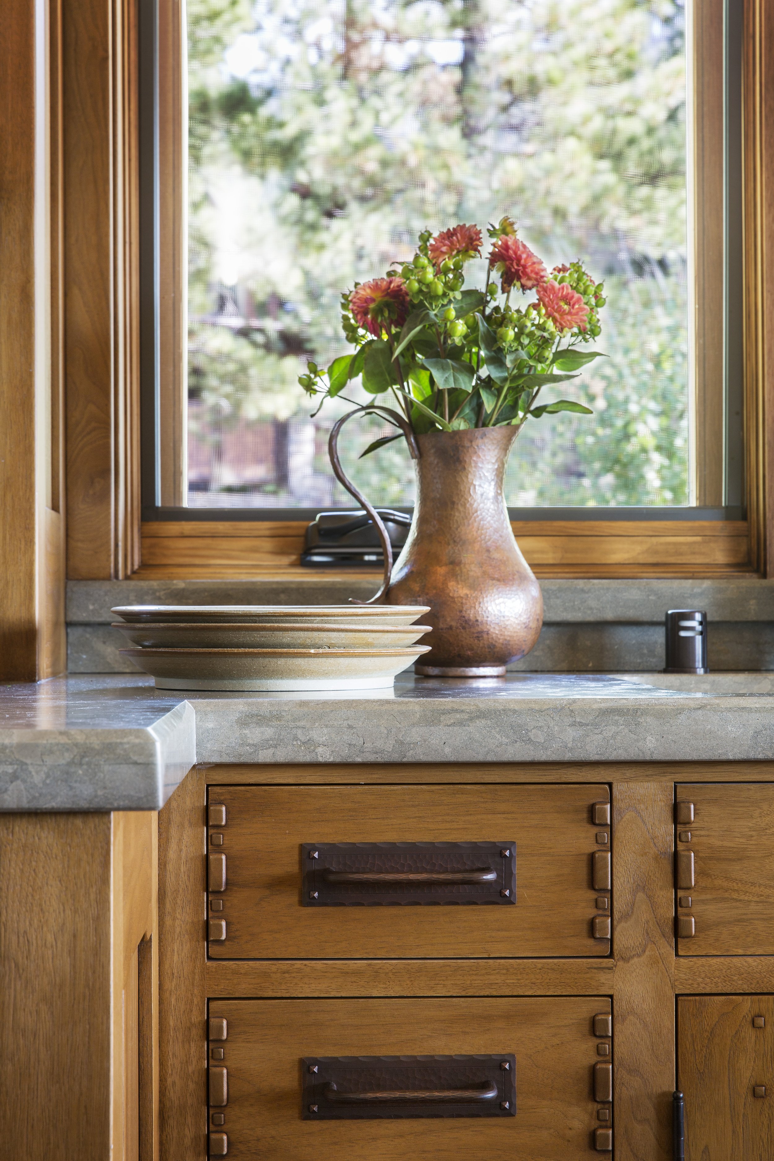 Rustic Flower Detail in Wooden Rustic Mountain Home Martis Camp, Tahoe