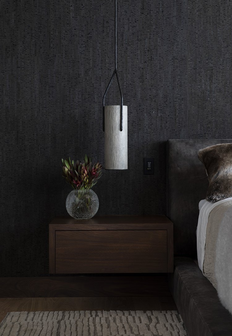 Modern Side Table and Pendant Light in Mammoth Lakes, CA