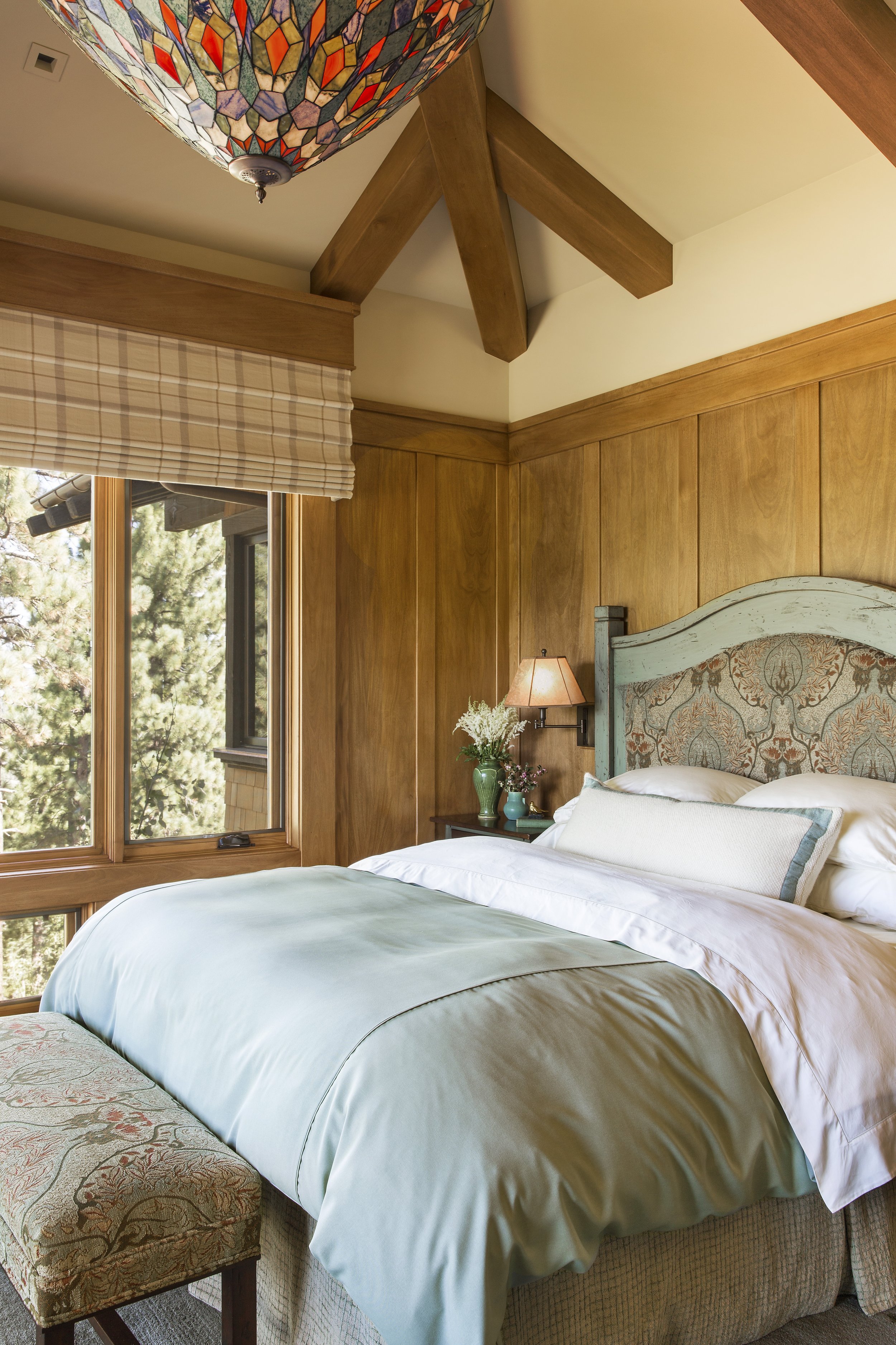 Custom Headboard and Wooden Beams in Palm Desert, CA Home