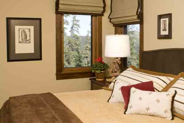 Rustic Bedroom with Large Window in Mammoth Lakes, CA
