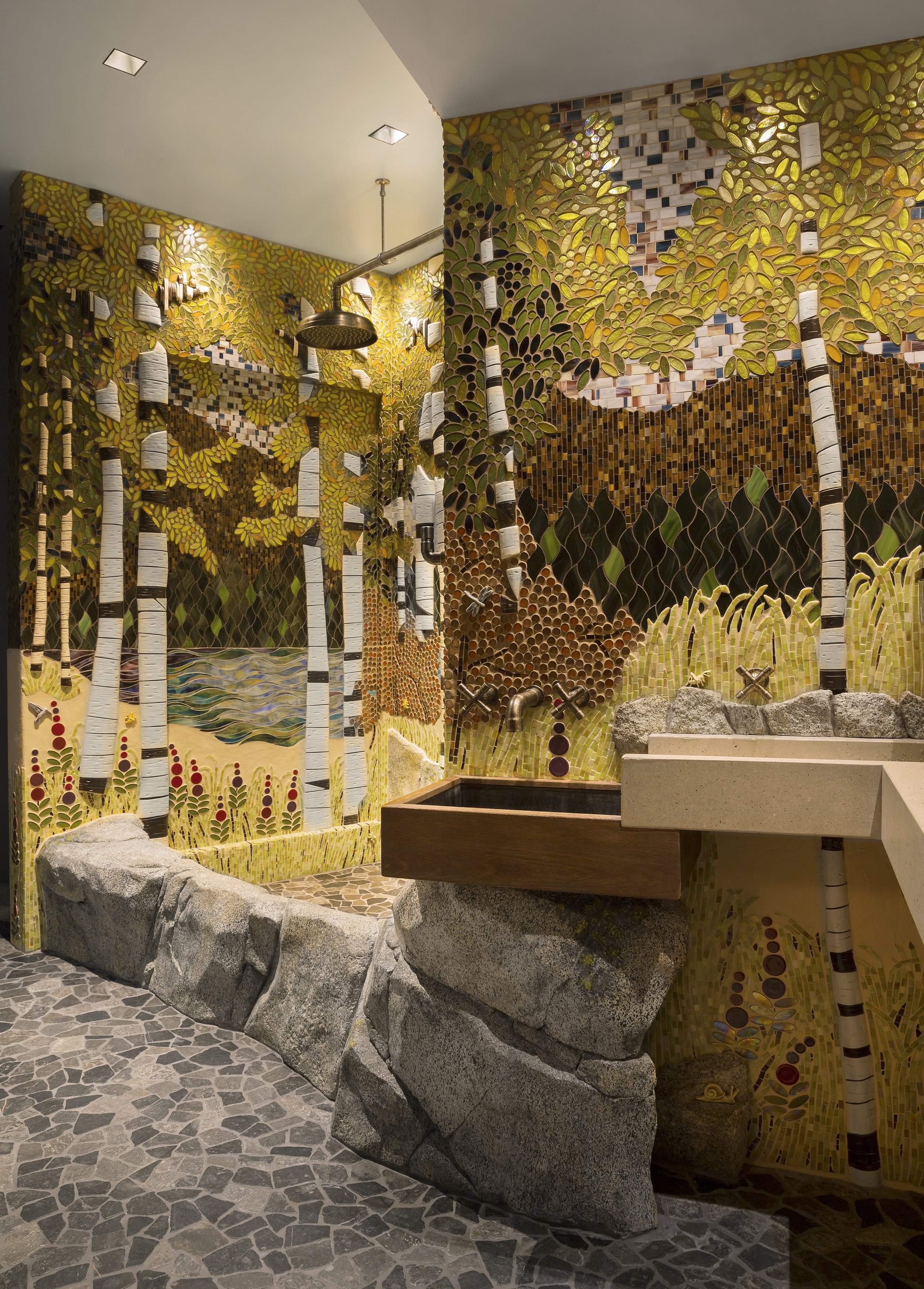 Custom Bathroom Tree Scene Mural with Vanity in McCall, Idaho