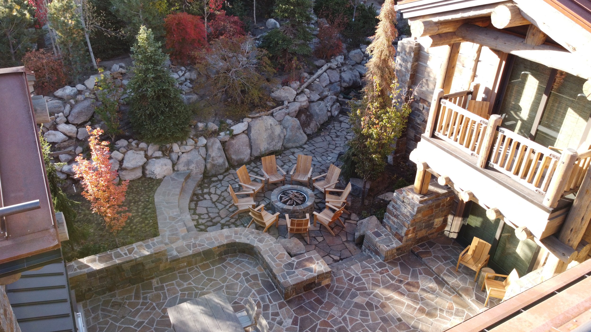Exterior View Outdoor Patio in Custom Built Mammoth Lakes, CA Home