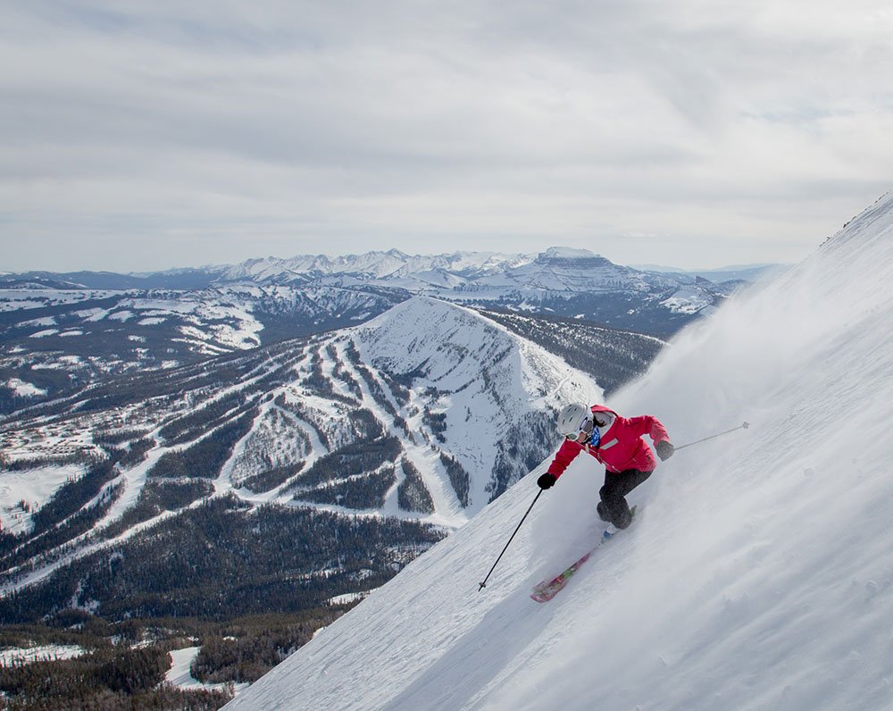 Skiing Down Mammoth Mountain in Mammoth Lakes, CA