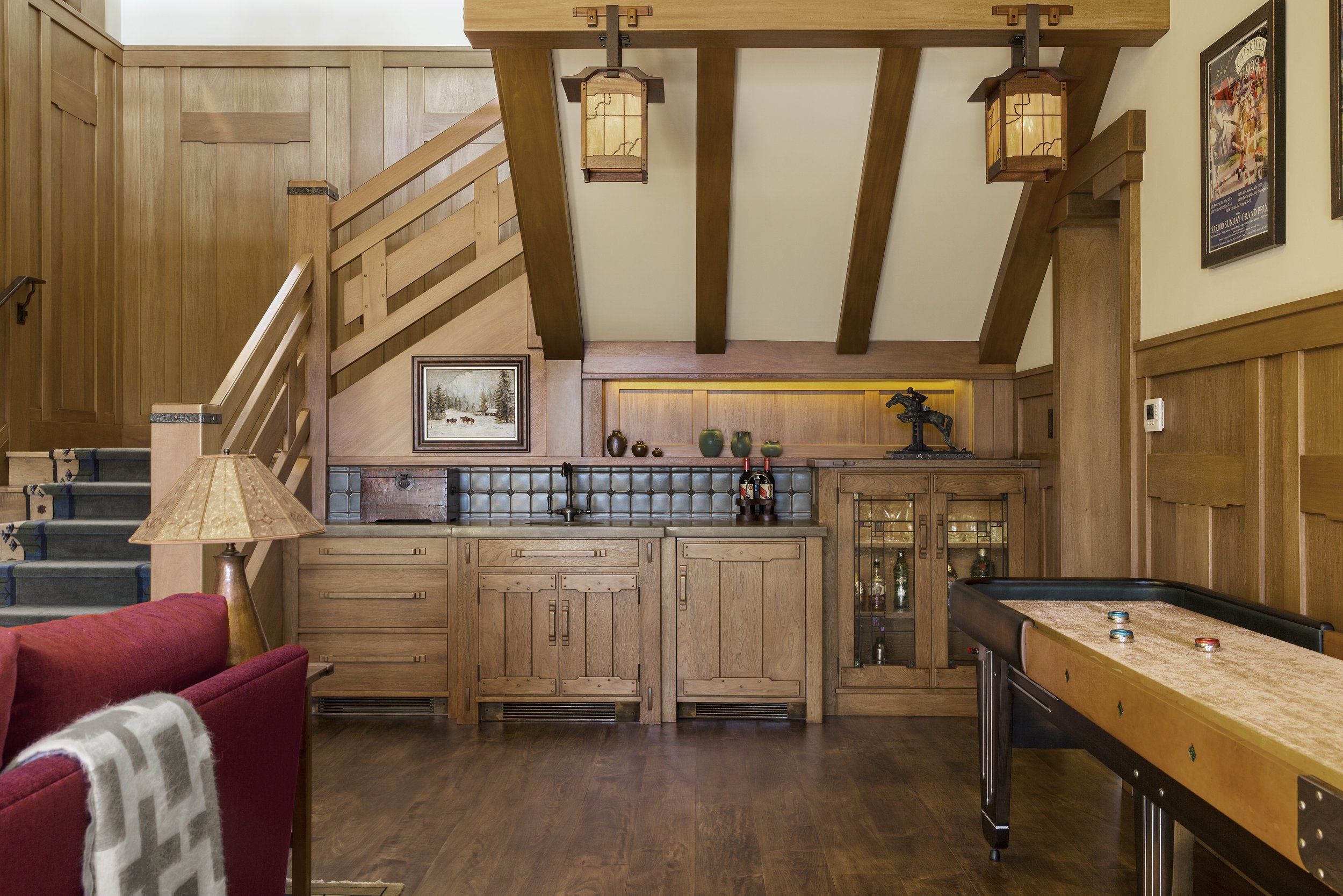 Tahoe Martis Camp Custom Game Room with Wooden Accents